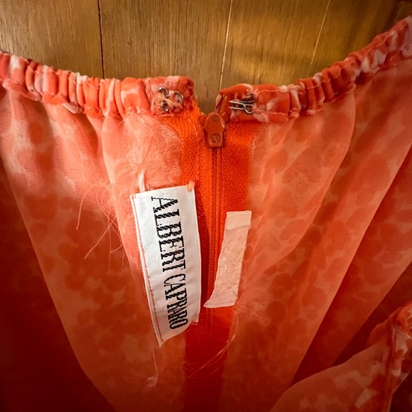 Vintage Albert Capraro for Sheer off-shoulder Tangerine Dream Dress XS/S - Picture 2 of 4